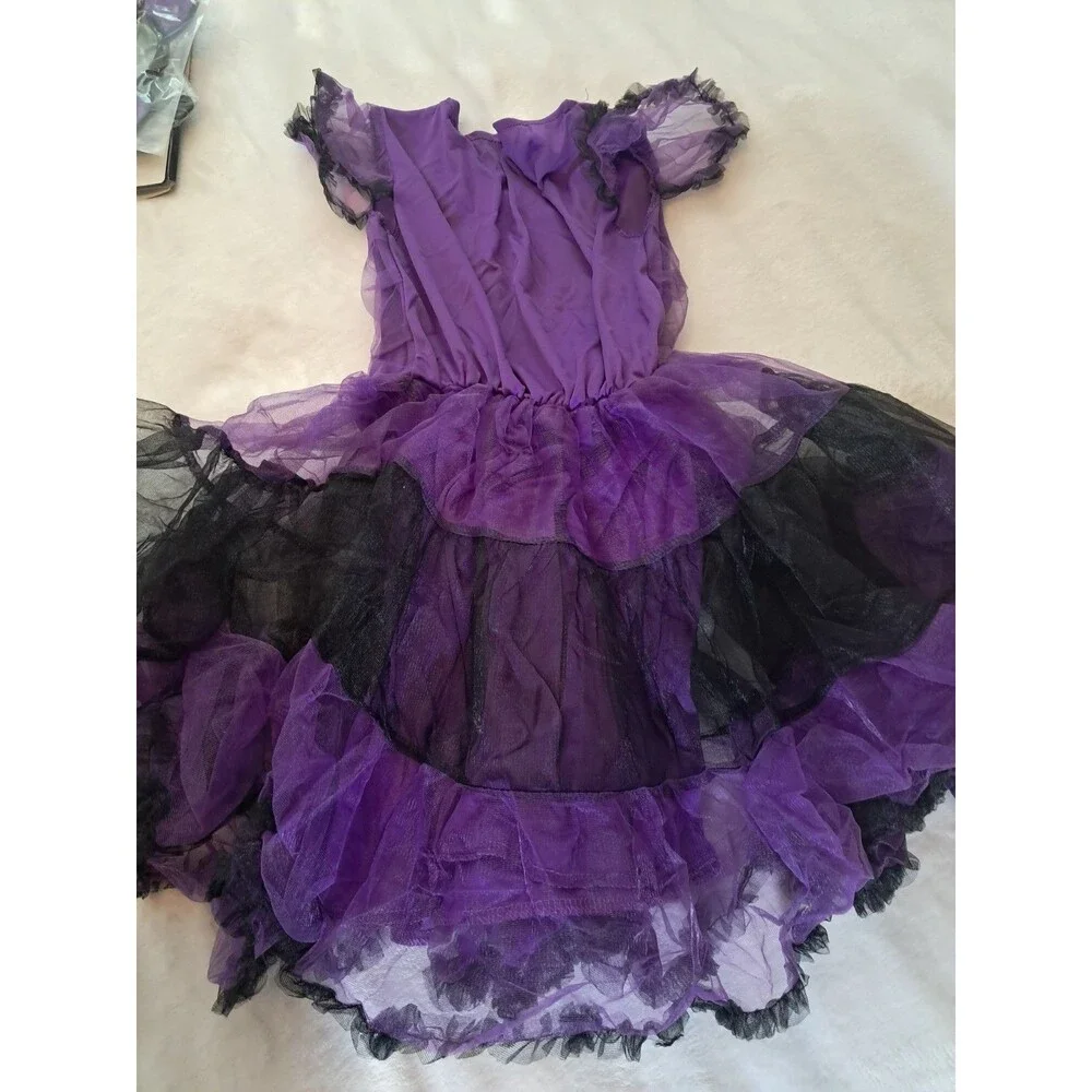 NEW Purple Bat Girl Size L Halloween Costume Dress Wings Headpiece Party